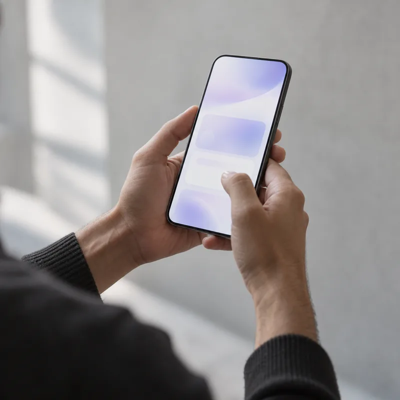 Hands holding a smartphone (AI-generated image)